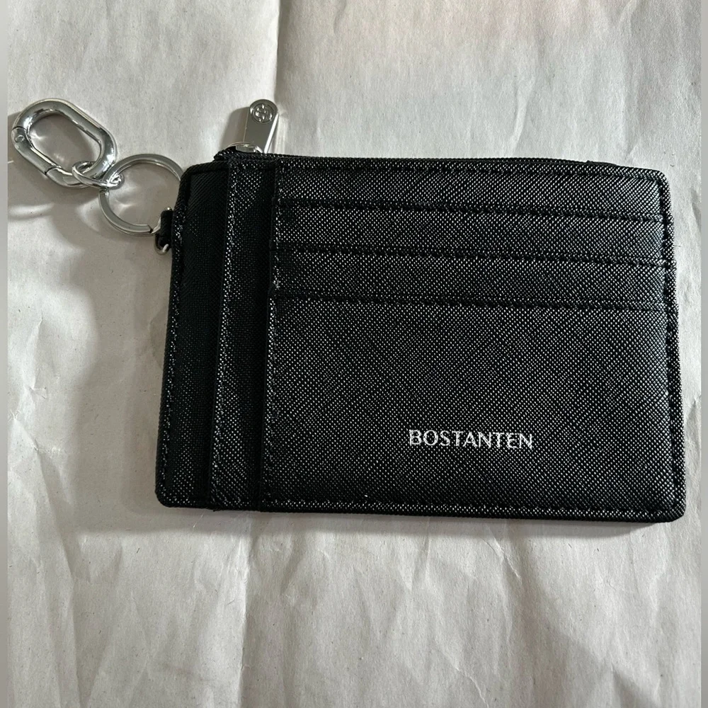 BOSTANTEN Black Card Holder with Key Ring